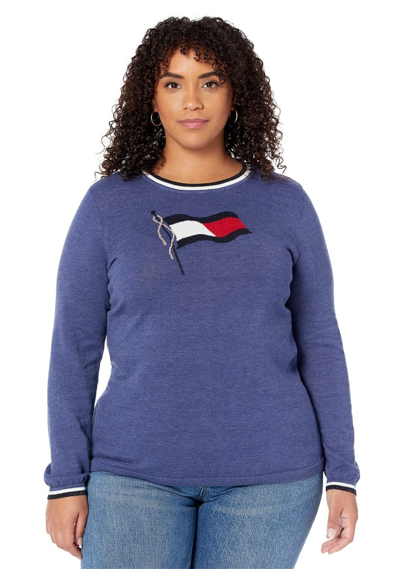 Tommy Hilfiger Women's Pullover Crewneck Everyday Sweater Denim HTHR XS