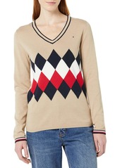 Tommy Hilfiger Women's Sweater Light Heather Fawn XL