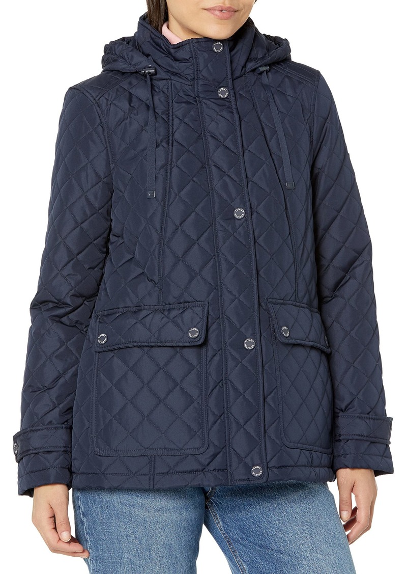 TOMMY HILFIGER Women's Quilted Contrast Snaps Button Down Jacket