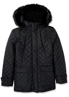 Tommy Hilfiger Women's Quilted Fur Hood Snaps Jacket