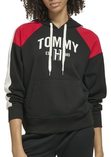 Tommy Hilfiger Women's Relaxed Fit Athletic Blocking Printed Graphic On Chest Hoodie