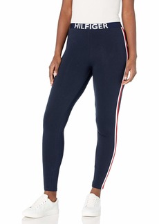 Tommy Hilfiger Women's Loungewear Retro Style TH Graphic Logo Pajama Bottom Legging Pant Pj Navy Blazer Blue with Bright White/Apple Red  US