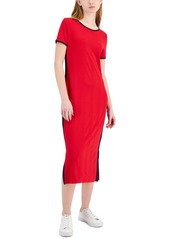 Tommy Hilfiger Women's Ribbed Midi Dress - Medium Red