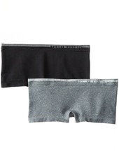 Tommy Hilfiger Women's Seamless Boyshort Underwear Panty 2 Pack Heather Grey/Black