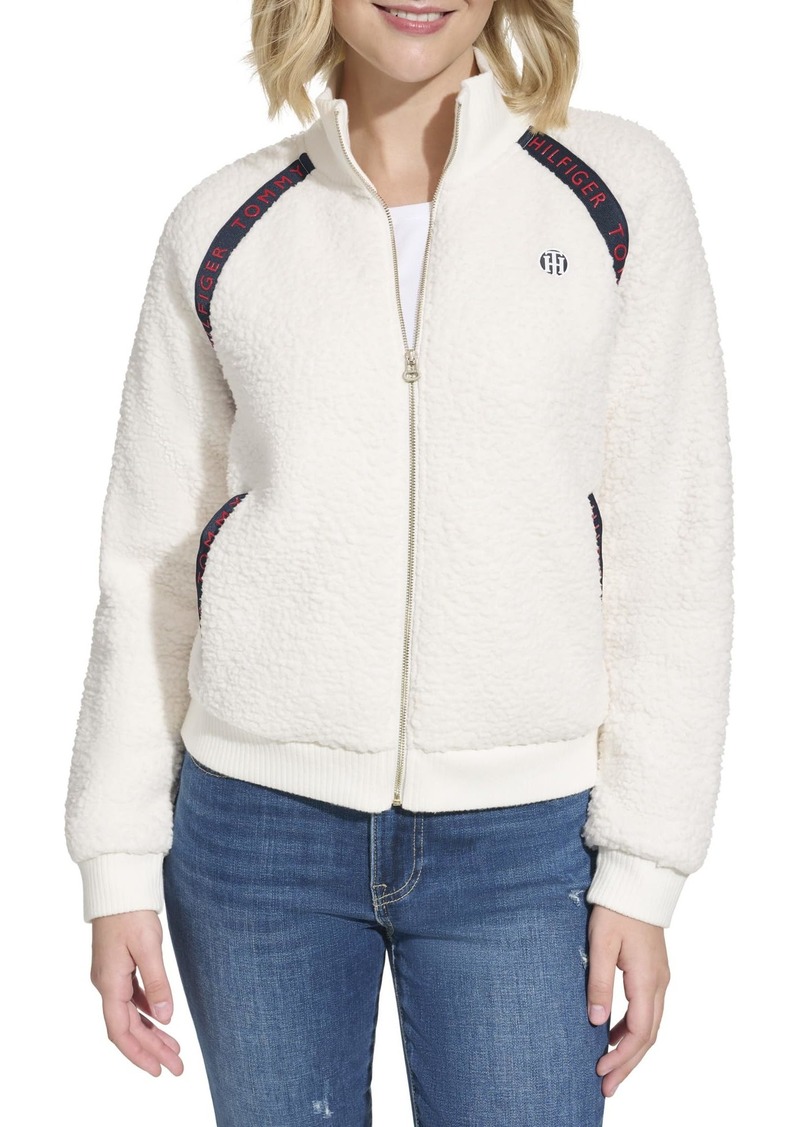 Tommy Hilfiger Women's Raglan Zip Up Sherpa Jacket  XL