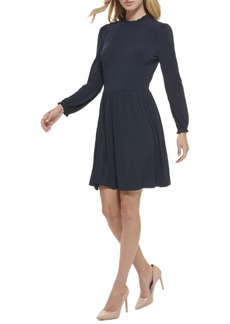Tommy Hilfiger Women's Shift Jersey Long Sleeve Ruffle Neck Dress