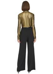 Tommy Hilfiger Women's Shimmer Belted Wide-Leg Jumpsuit - Black/Gold