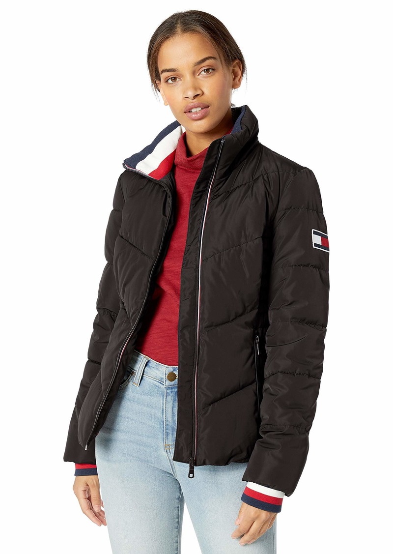tommy hilfiger red white blue puffer jacket
