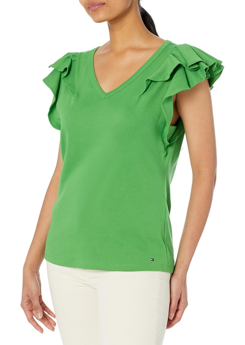 Tommy Hilfiger Women's Short Sleeve Essential Everyday Soft Sportswear Flutter Tee