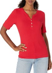 Tommy Hilfiger Women's Short Sleeve Ribbed Henley Tee