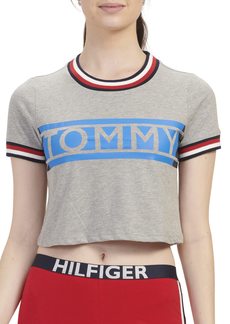 Tommy Hilfiger Women's Short Sleeve Crop T-Shirt Pajama Top Pj  S