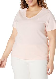 Tommy Hilfiger Women's Short Sleeve V-Neck T-Shirt (Standard and Plus Size) BAL PNK