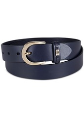 Tommy Hilfiger Women's Signature Leather Jean Belt - Navy Blue