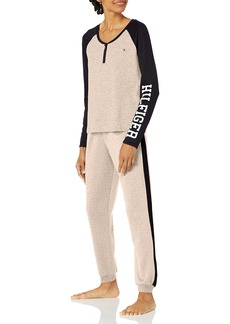 Tommy Hilfiger womens Sleepwear Long Sleeve Henley & Jogger Pajama Set   US