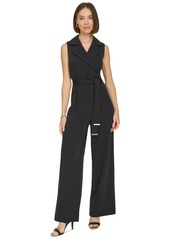 Tommy Hilfiger Women's Sleeveless Belted Jumpsuit - Black