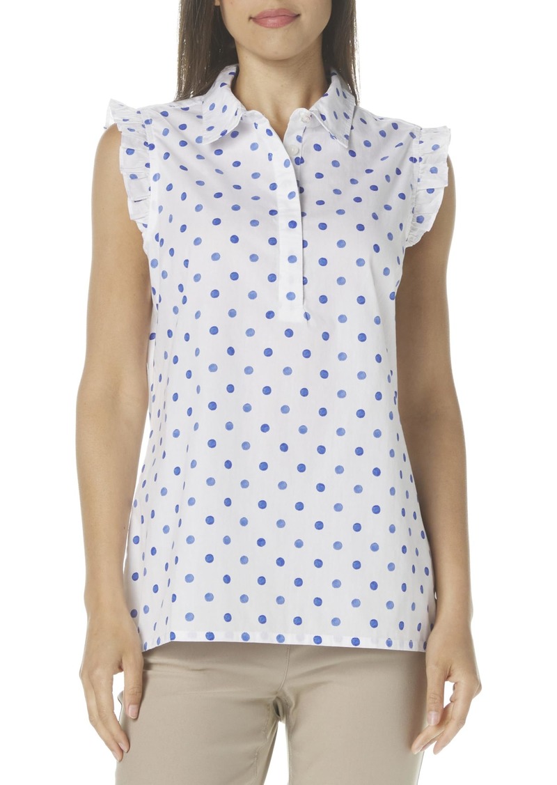 Tommy Hilfiger Womens Sleeveless Ruffle Dot Popover