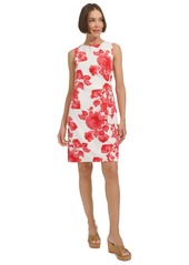 Tommy Hilfiger Women's Sleeveless Floral Sheath Dress - Guava Mult