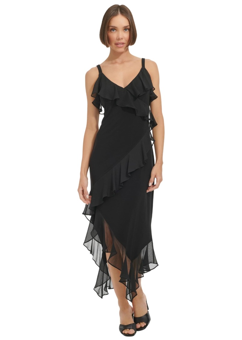 Tommy Hilfiger Women's Sleeveless V-Neck Mixed Media Slip Dress