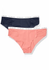 Tommy Hilfiger Women's Soft Microfiber Lazer Cut Hipster Underwear Panty 2 Pack Apple red/Navy Blazer Blue XL