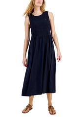 Tommy Hilfiger Women's Solid-Color Smocked Sleeveless Dress - Scarlet