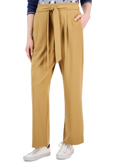 Tommy Hilfiger Women's Solid-Color Tie-Front Ankle Pants - Tigers Eye