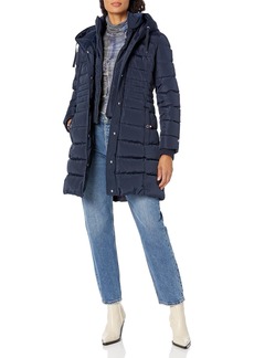 Tommy Hilfiger Women's Solid Puffer Hooded Long Jacket