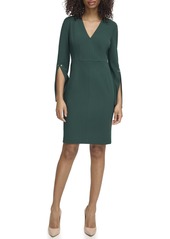 Tommy Hilfiger Women's Solid Scuba Crepe Split Sleeve Dress