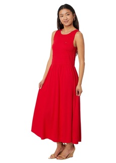Tommy Hilfiger Women's Solid Smocked Midi Dress