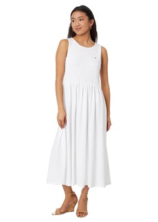 Tommy Hilfiger Women's Sleeveless Solid Smocked Midi Dress