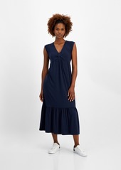 Tommy Hilfiger Women's Solid Tiered Sleeveless Midi Dress - Sky Capt