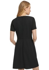 Tommy Hilfiger Women's Split-Neck Beaded-Pocket Dress - Black