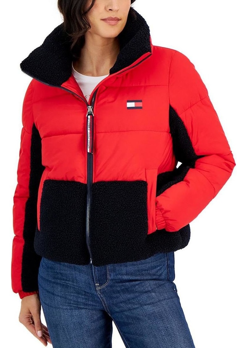 Tommy Hilfiger Women's Sportswear Nylon Sherpa Puffer Jacket  L