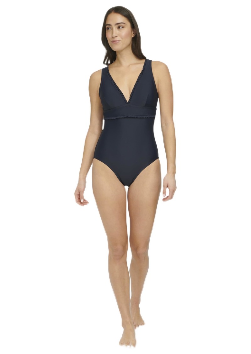 Tommy Hilfiger Women's Classic V-Neck One Piece Swimsuit