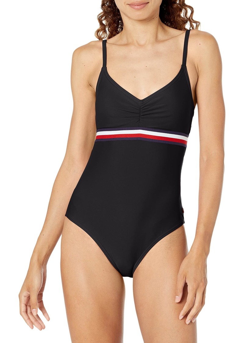 Tommy Hilfiger Women's Classic V-Neck One Piece Swimsuit  XS