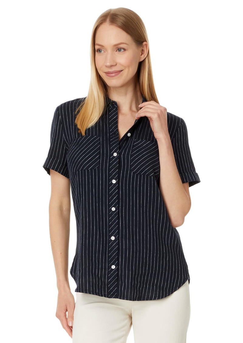 Tommy Hilfiger Women's Stripe Linen Blend Camp Shirt