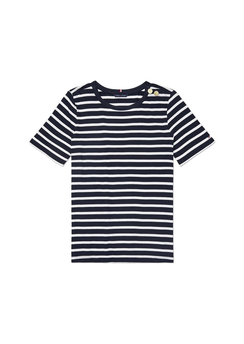 Tommy Hilfiger womens Stripe T-shirt With Velcro Brand Closure T Shirt   US