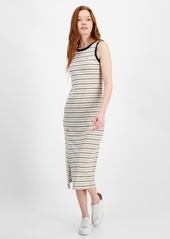 Tommy Hilfiger Women's Striped Ribbed Slit Midi Dress - Sky Cap/kh