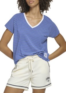 Tommy Hilfiger Women's Striped Shirttail Hem Woven Patch T-Shirt