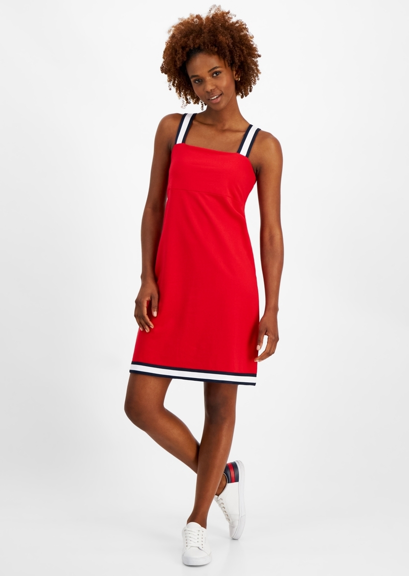 Tommy Hilfiger Women's Striped-Strap French Terry Sneaker Dress - Scarlet