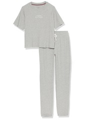 Tommy Hilfiger Women's Textured Rib Tee and Logo Tie Jogger Pant Pajama Set Pj  XL