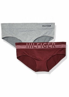 Tommy Hilfiger Women's TH Seamless Hipster Underwear Panty Multipack fig Purple Heather Grey-2 Pack