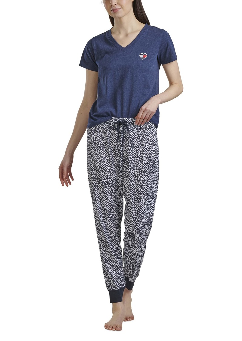 Tommy Hilfiger Women's Top and Logo Pant Lounge Bottom Pajama Set Pj  L