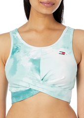 Tommy Hilfiger Women's Twist Front Watercolor Print Interior Soft Shelf Sports Bra