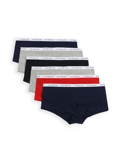 Tommy HilfigerWomensIntimate Underwear Basics Cotton-soft Boyshort Panties 6-packNavy /Red /Heather Grey /Black /Heather Grey