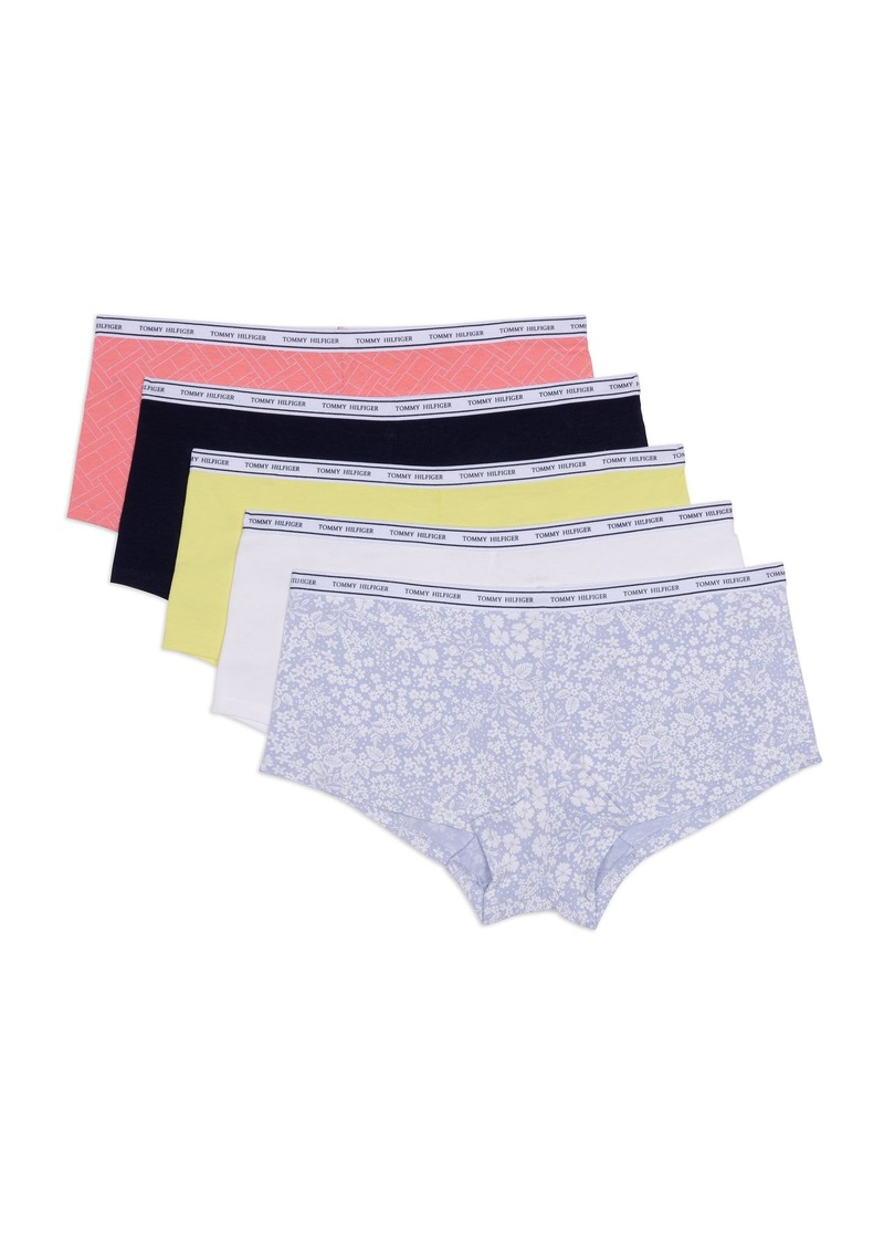 Tommy Hilfiger Women's Underwear Classic Cotton Logoband Hipster Panties 5 Pack