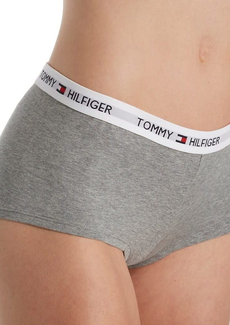 Tommy Hilfiger Tommy Hilfiger Women's Sleep Lounge Underwear Soft-Cotton  Boyshort Panty Grey Heather Logo-Single