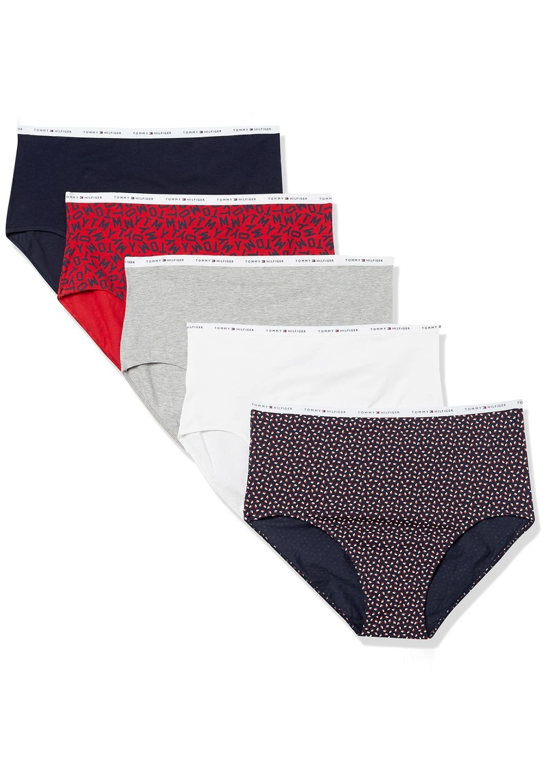 Tommy Hilfiger Women's Underwear Classic Cotton Brief Panties 5 Pack-Regular & Plus Size Toss Tommy SPR