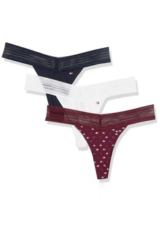 Tommy Hilfiger womens Underwear Cotton Lace Thong 3 Pack Thong Panties   US