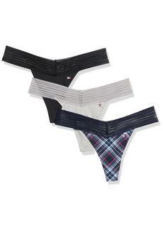Tommy Hilfiger womens Underwear Cotton Lace Thong 3 Pack Thong Panties   US