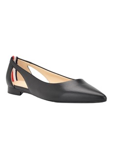 Tommy Hilfiger Women's Velahi Pointy Toe Flat Ballet Shoes - Black - Faux Leather